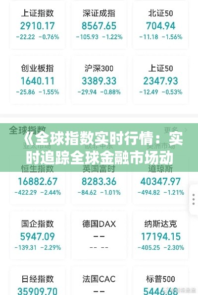 《全球指数实时行情：实时追踪全球金融市场动态》
