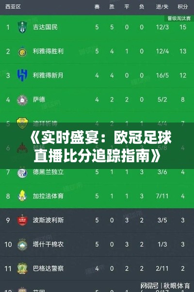 《实时盛宴：欧冠足球直播比分追踪指南》