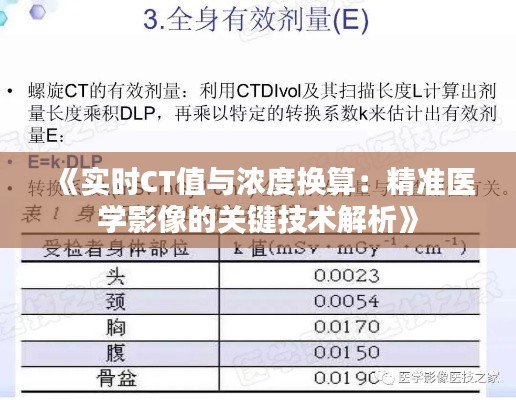 《实时CT值与浓度换算：精准医学影像的关键技术解析》