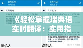 《轻松掌握瑞典语实时翻译：实用指南详解》