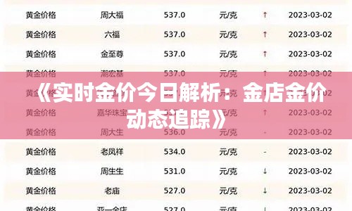 《实时金价今日解析：金店金价动态追踪》