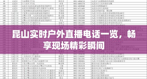 昆山实时户外直播电话一览，畅享现场精彩瞬间