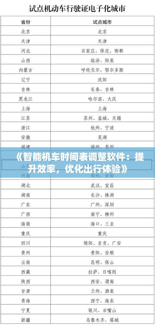 《智能机车时间表调整软件：提升效率，优化出行体验》