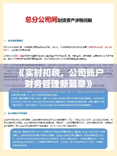 《实时扣税，公司账户财务管理新篇章》
