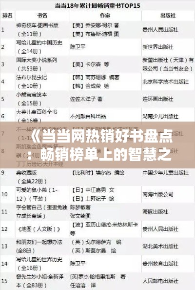 《当当网热销好书盘点：畅销榜单上的智慧之光》