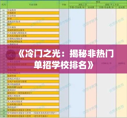 《冷门之光：揭秘非热门单招学校排名》