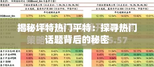 揭秘坪特热门平特：探寻热门话题背后的秘密
