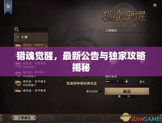 猎魂觉醒，最新公告与独家攻略揭秘