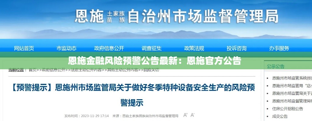 恩施金融风险预警公告最新：恩施官方公告 