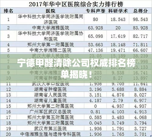 宁德甲醛清除公司权威排名榜单揭晓！