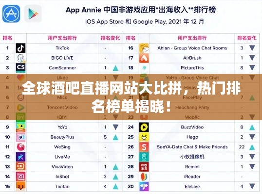 全球酒吧直播网站大比拼，热门排名榜单揭晓！