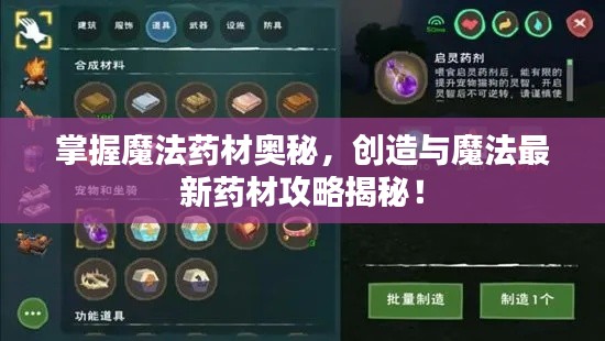 掌握魔法药材奥秘，创造与魔法最新药材攻略揭秘！