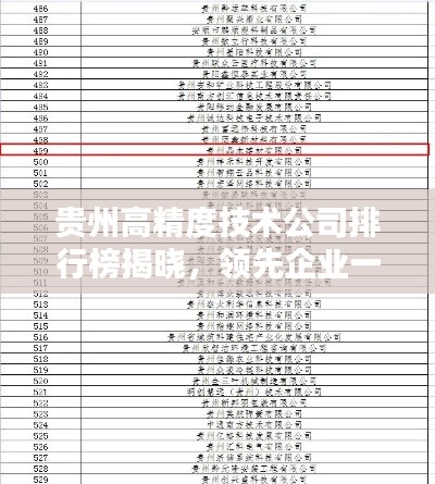 贵州高精度技术公司排行榜揭晓，领先企业一览