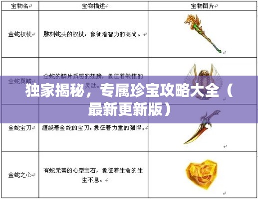 独家揭秘，专属珍宝攻略大全（最新更新版）