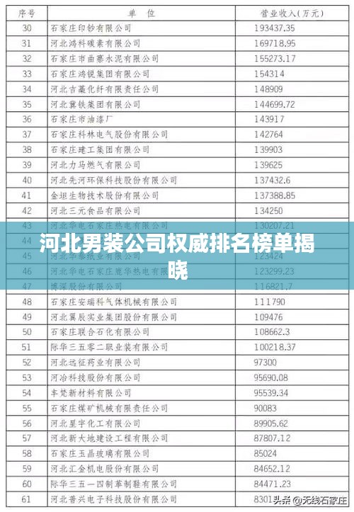 河北男装公司权威排名榜单揭晓