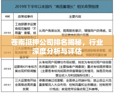苍南抵押公司排名揭秘，行业深度分析与评估