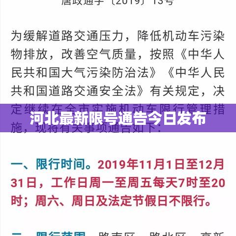 河北最新限号通告今日发布