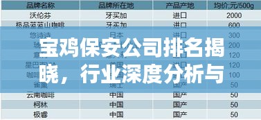 宝鸡保安公司排名揭晓，行业深度分析与评估报告