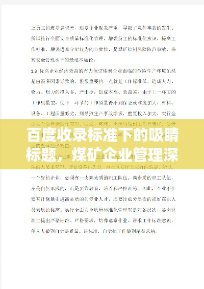 百度收录标准下的吸睛标题，煤矿企业管理深度解析，百度视角的独到见解