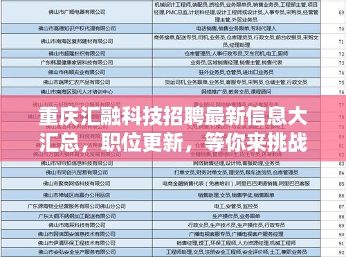 重庆汇融科技招聘最新信息大汇总，职位更新，等你来挑战！
