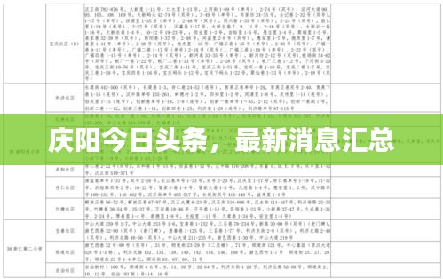 庆阳今日头条，最新消息汇总