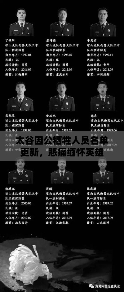 太谷因公牺牲人员名单更新，悲痛缅怀英雄