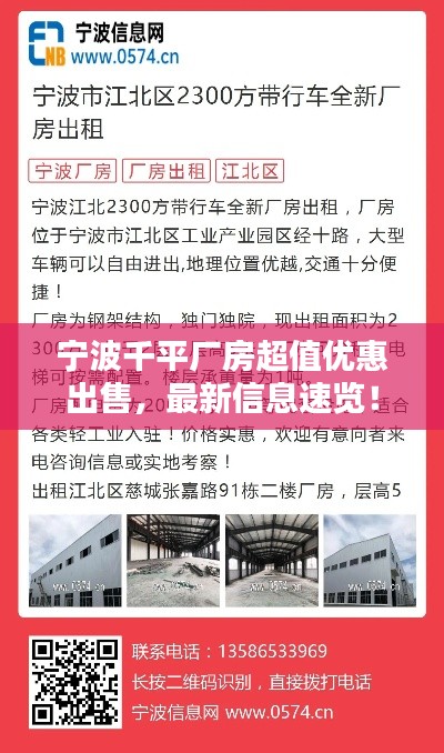 宁波千平厂房超值优惠出售，最新信息速览！