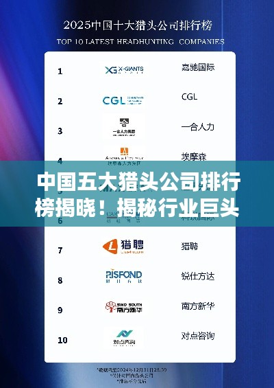 中国五大猎头公司排行榜揭晓！揭秘行业巨头实力排名