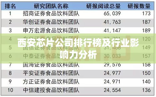 西安芯片公司排行榜及行业影响力分析