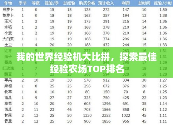 我的世界经验机大比拼，探索最佳经验农场TOP排名