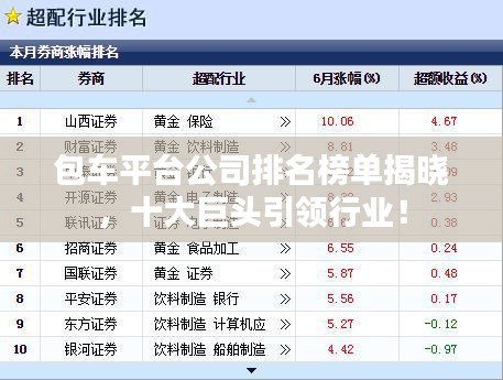 包车平台公司排名榜单揭晓，十大巨头引领行业！