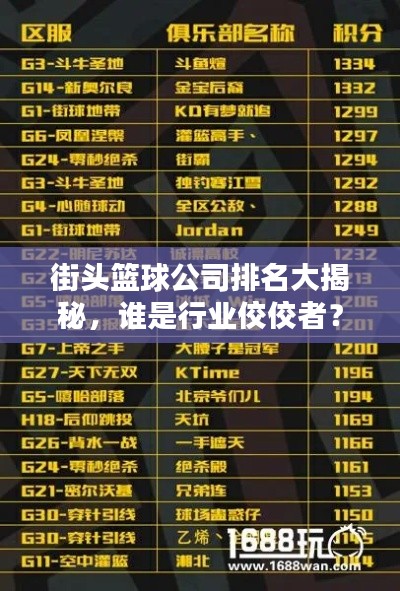 街头篮球公司排名大揭秘，谁是行业佼佼者？