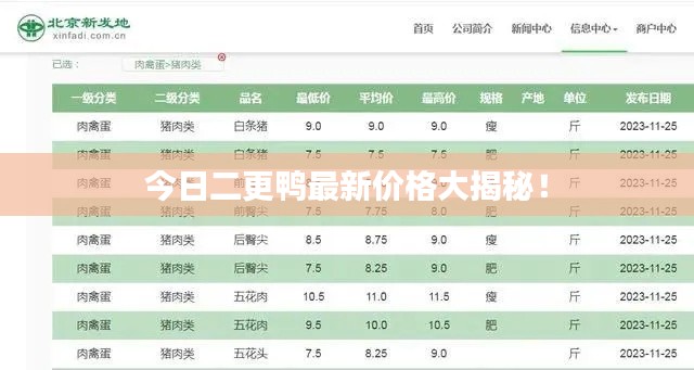 今日二更鸭最新价格大揭秘！