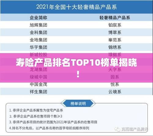 寿险产品排名TOP10榜单揭晓！