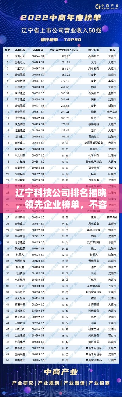 辽宁科技公司排名揭晓，领先企业榜单，不容错过！