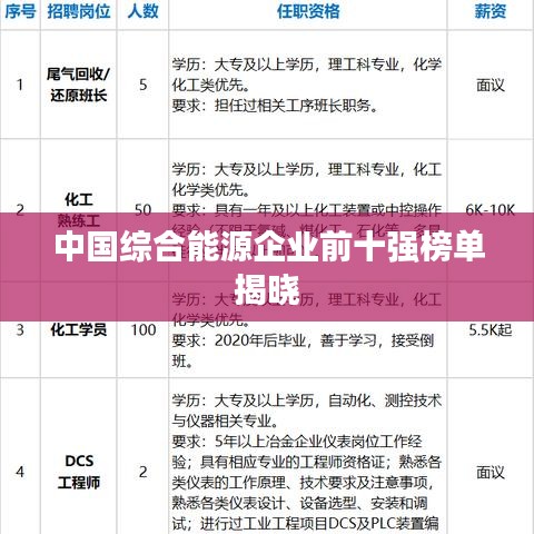 中国综合能源企业前十强榜单揭晓