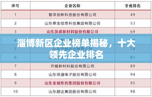 淄博新区企业榜单揭秘，十大领先企业排名