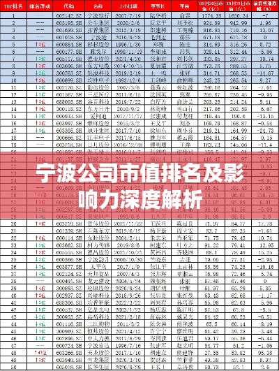 宁波公司市值排名及影响力深度解析
