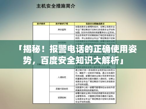 「揭秘！报警电话的正确使用姿势，百度安全知识大解析」
